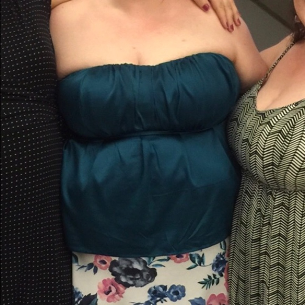 Teal strapless top, torrid size 4